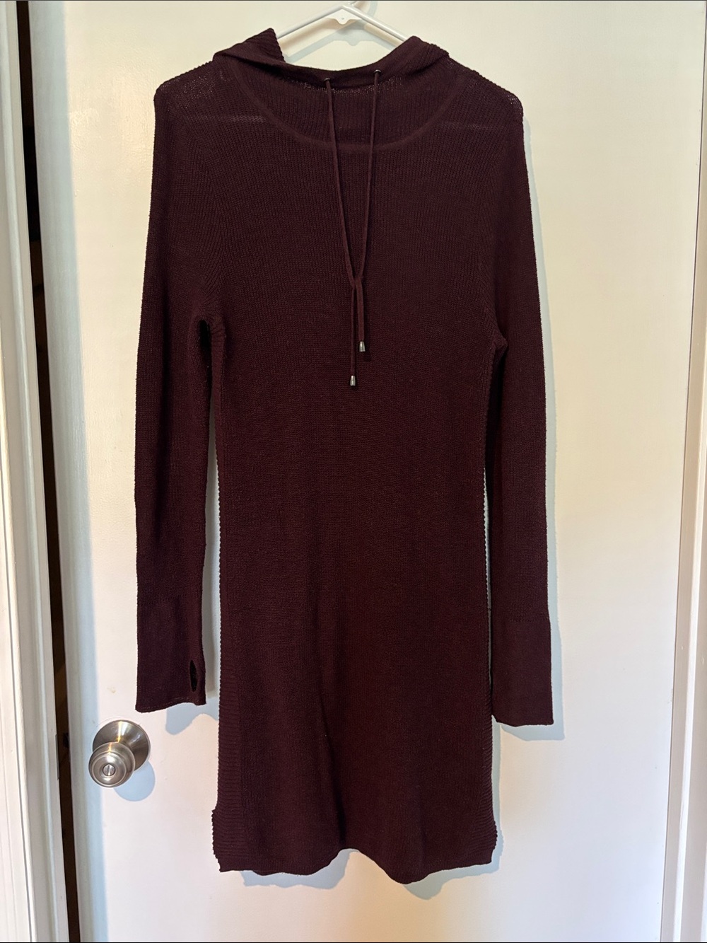 Dakini Women’s Hooded Knit Dress in Deep Plum